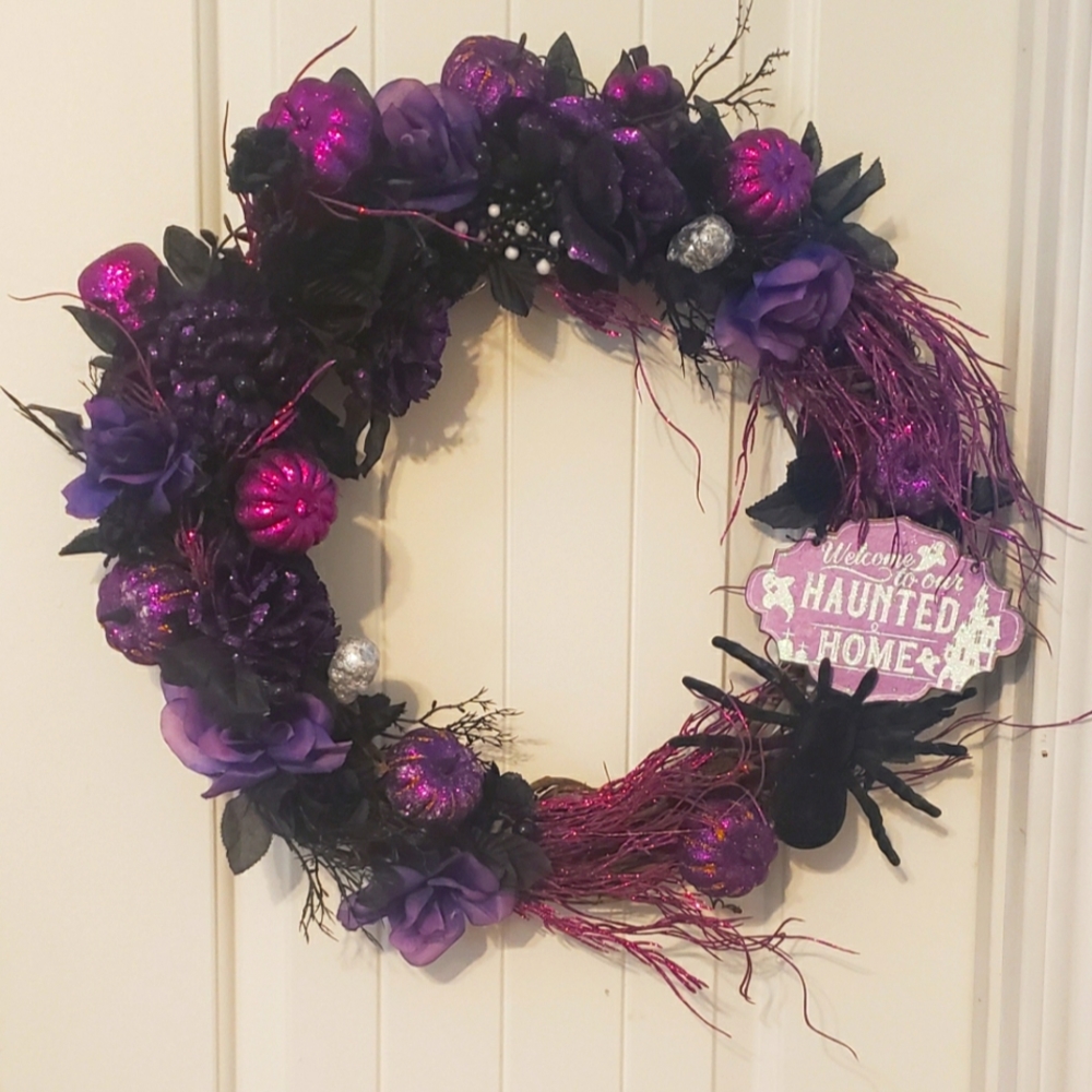 Halloween purple and black wreath